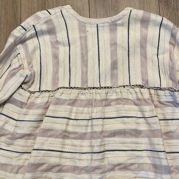 Free People Striped Tunic Oversize Top Size Small Gauze Material - Picture 6 of 7
